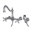 Heritage KS1248AXBS 2-Handle 8" Wall Mount Kitchen Faucet with Brass Sprayer KS1248AXBS